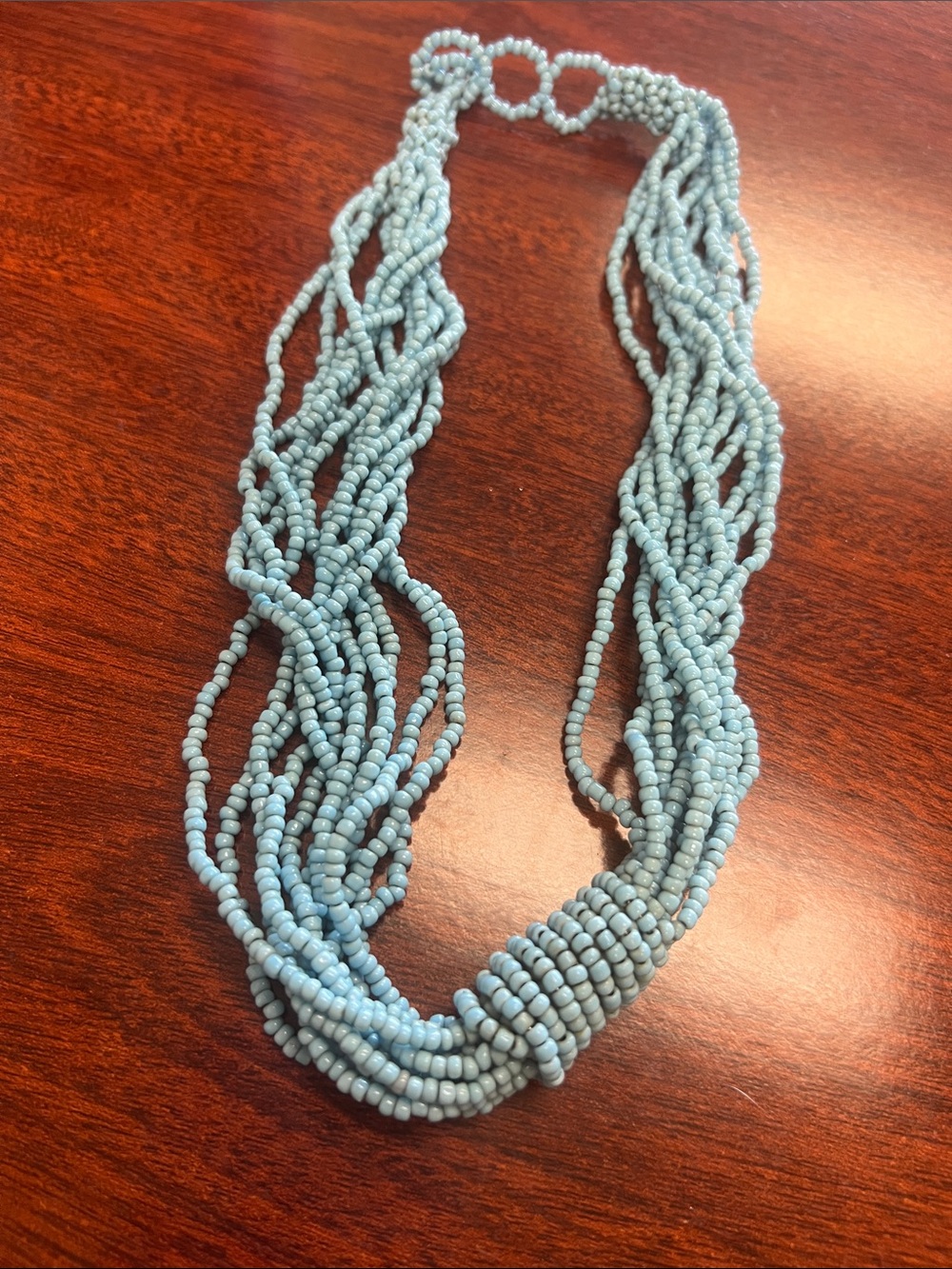 Light Blue Multi-Strand Seed Bead Necklace